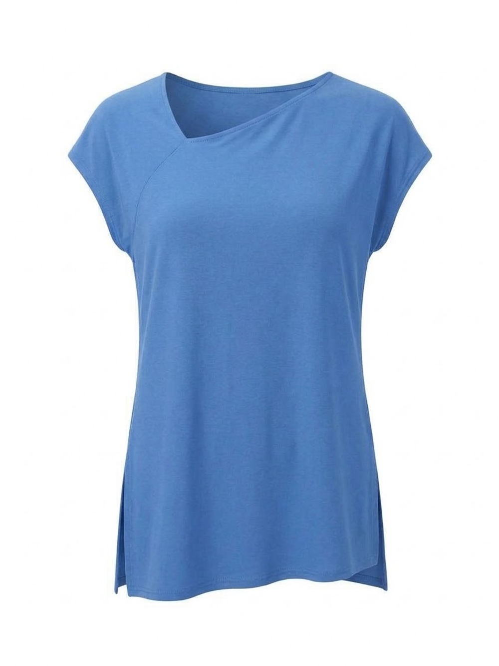 Sympli The Best Travelwear  Short Sleeve Asymmetric T Shirt Top Blue Size 10